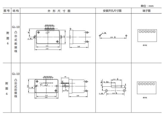 GL-24過流繼電器外形結(jié)構(gòu)及安裝尺寸圖片