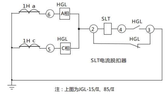 JGL-82/Ⅱ二相靜態反時限過流繼電器典型應用接線圖