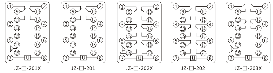 JZY（J)-415靜態中間繼電器內部接線圖及外引接線圖