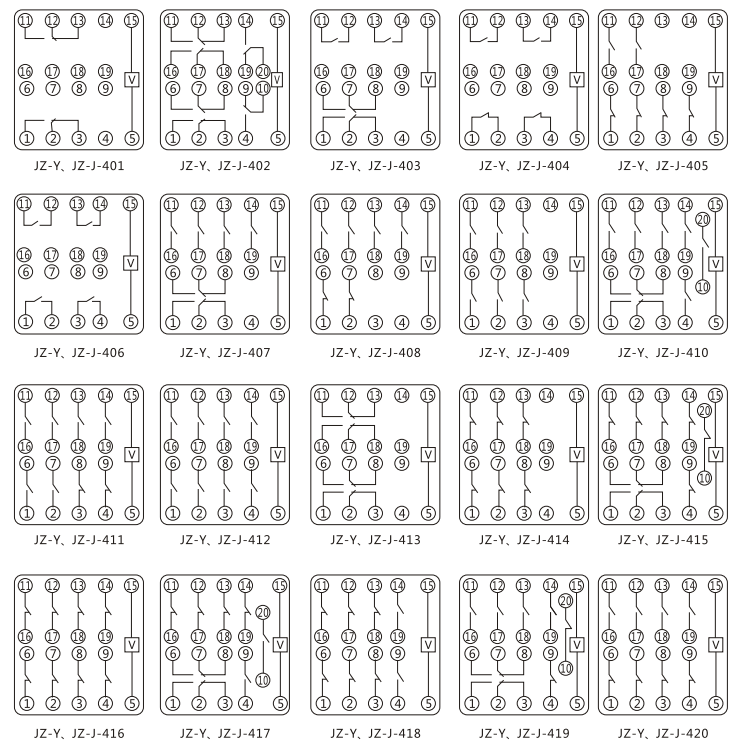 JZY（J)-415靜態中間繼電器內部接線圖及外引接線圖